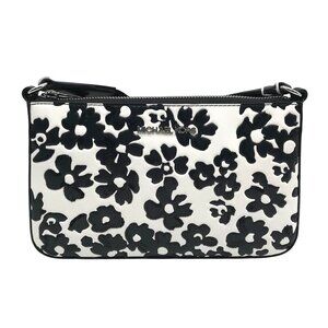 Michael Kors Black And White Leather Floral Print Crossbody Bag
